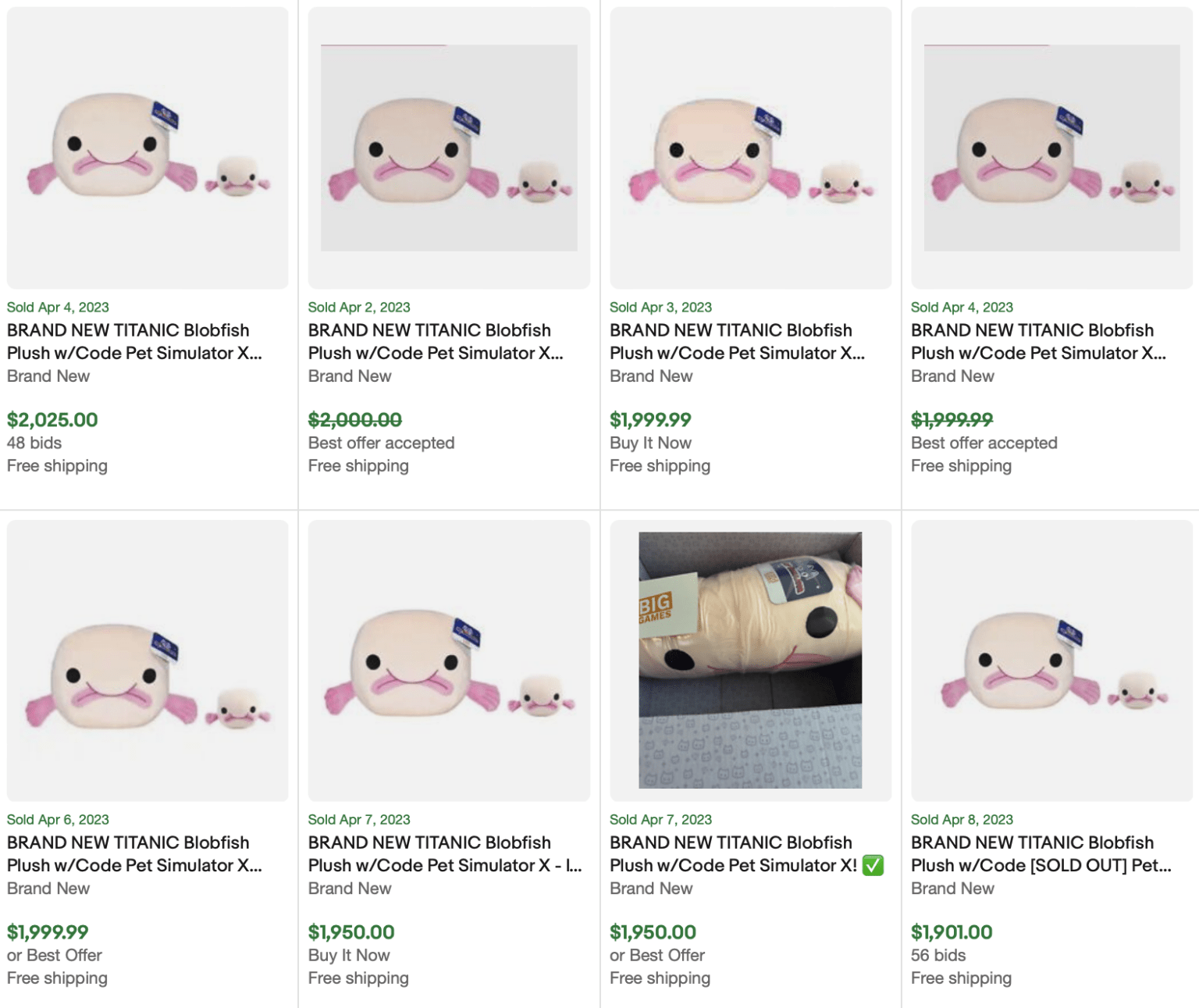 Roblox Pet Simulator X Titanic Blobfish Plush