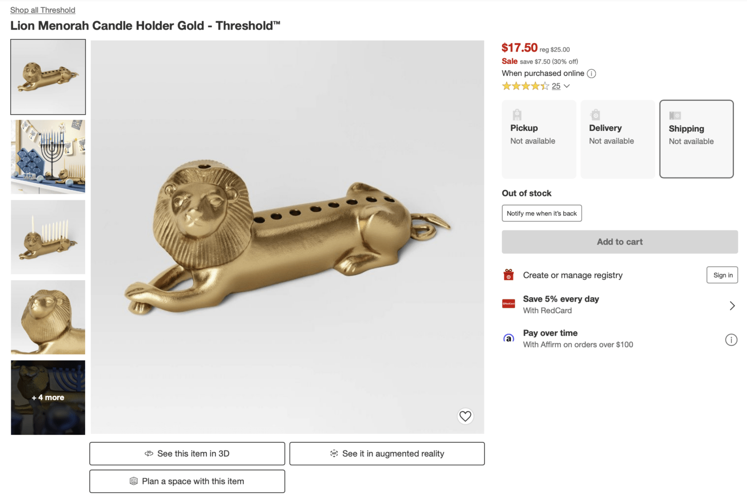 Target Gold Lion Hanukkah Menorah
