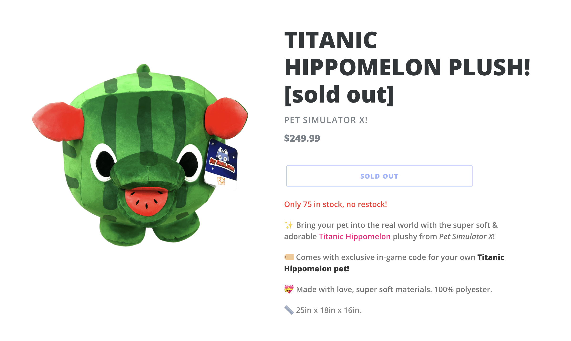 Hippomelon Value - Pet Simulator X