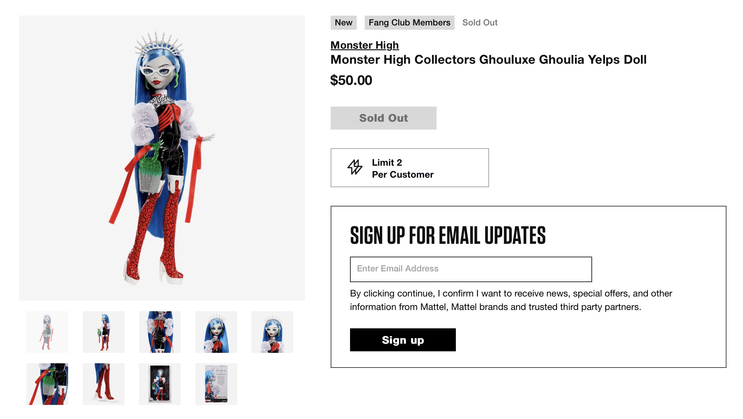 Ghoulia Yelps Collectors Doll Sold Out