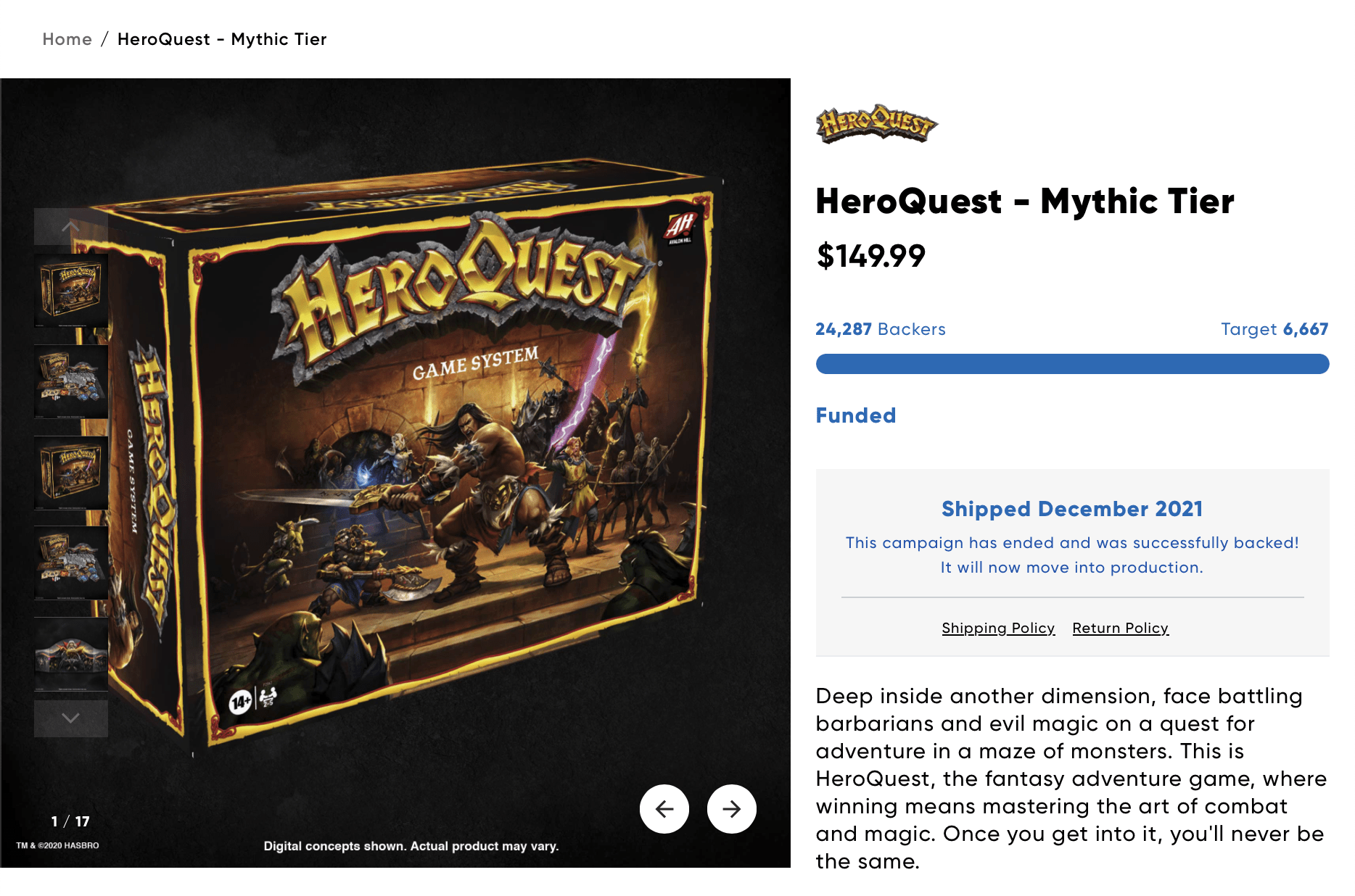 HeroQuest Mythic Tier Crowdfunding