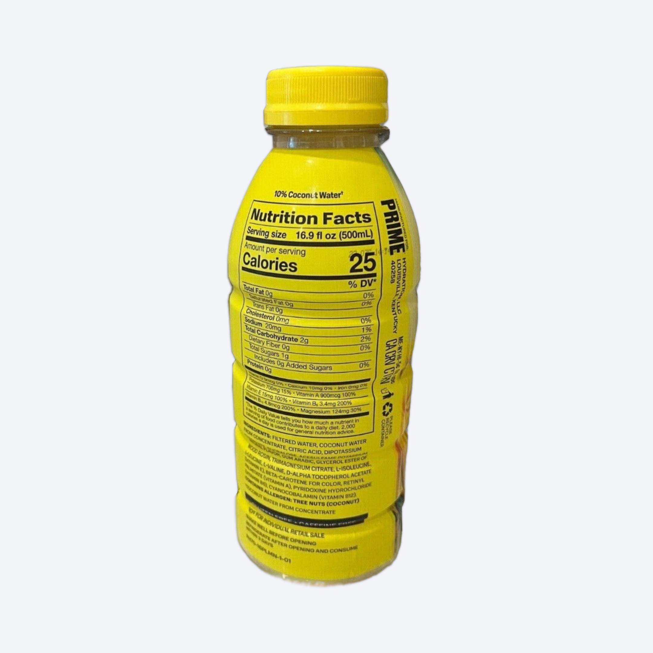 Prime Lemonade Nutrition Label
