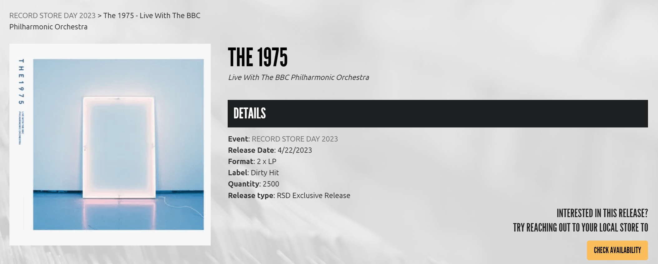 Record Store Day The 1975 RSD 2023
