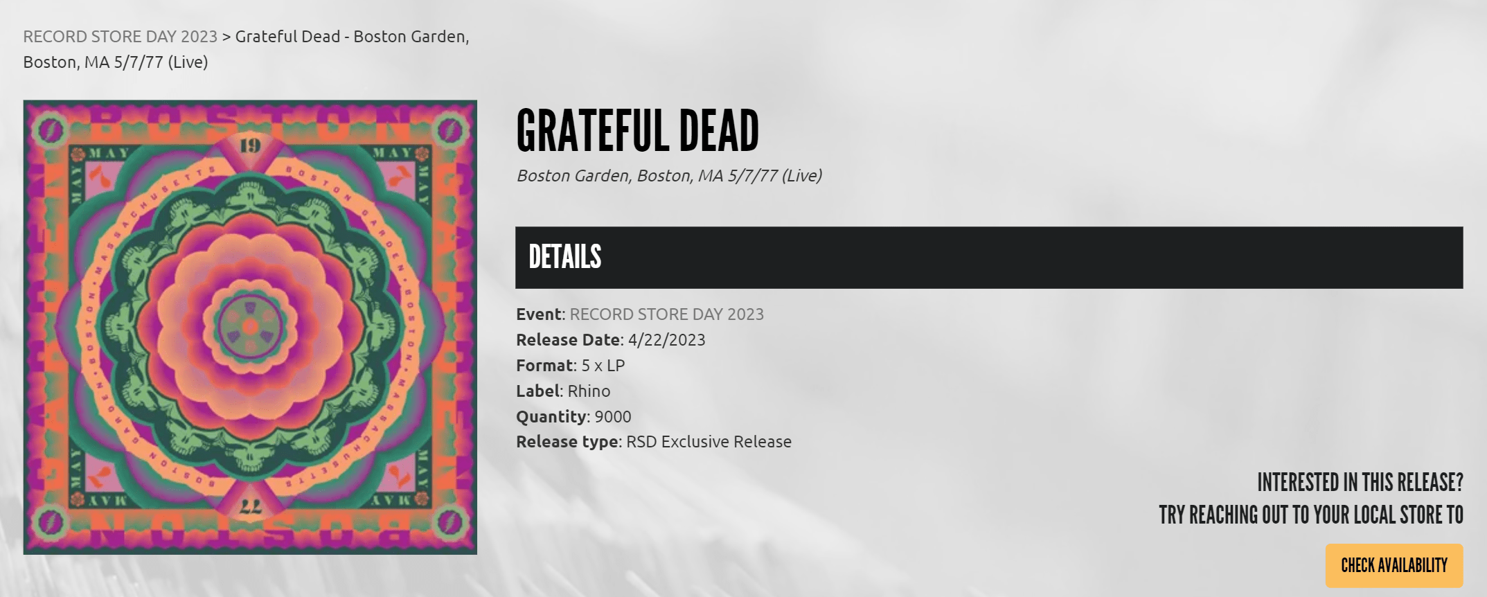 Record Store Day Grateful Dead RSD 2023