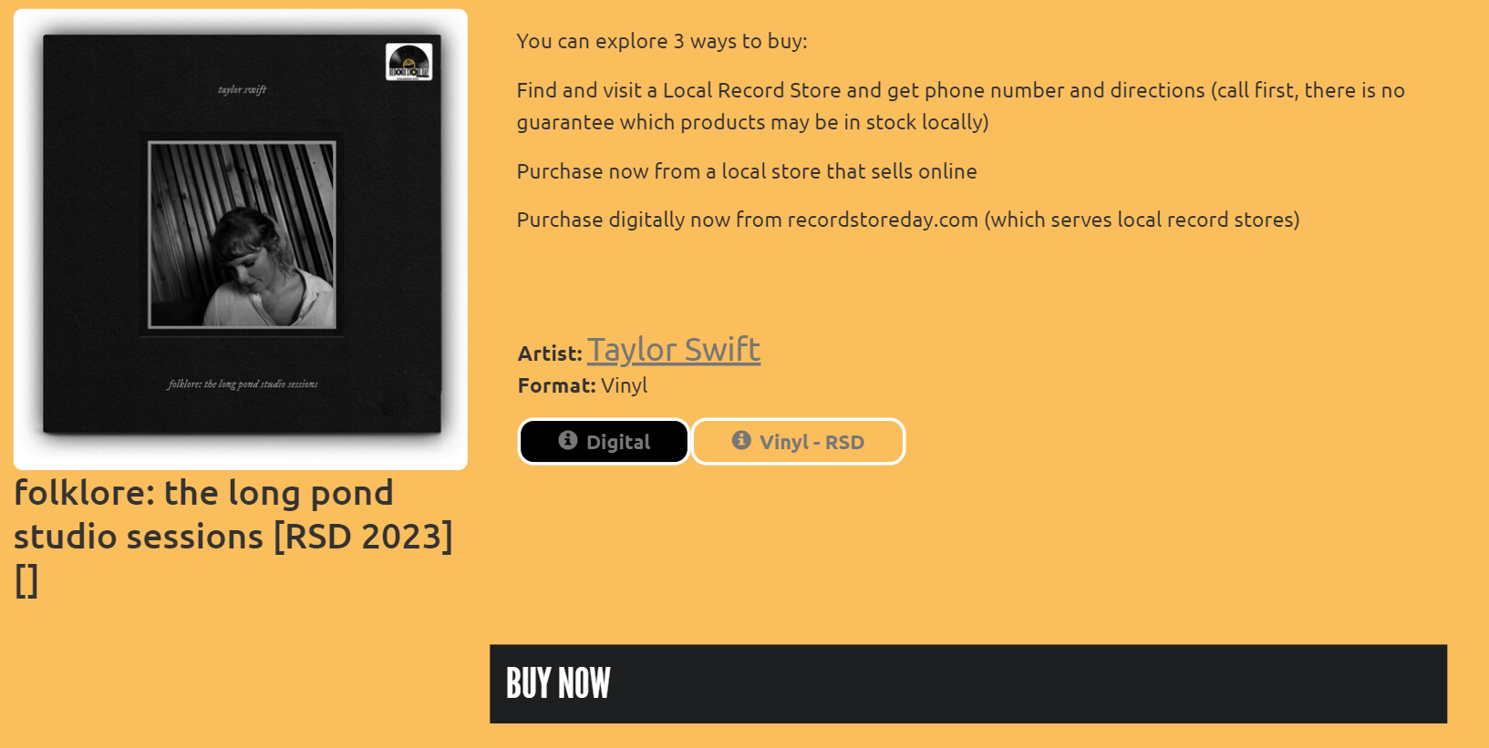 Record Store Day Taylor Swift RSD 2023