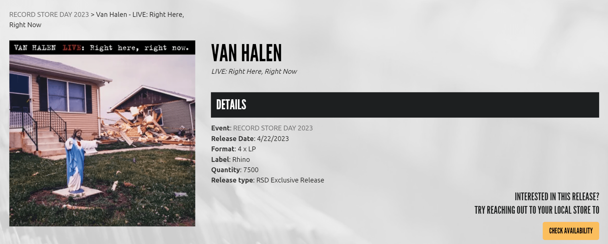 Record Store Day Van Halen RSD 2023