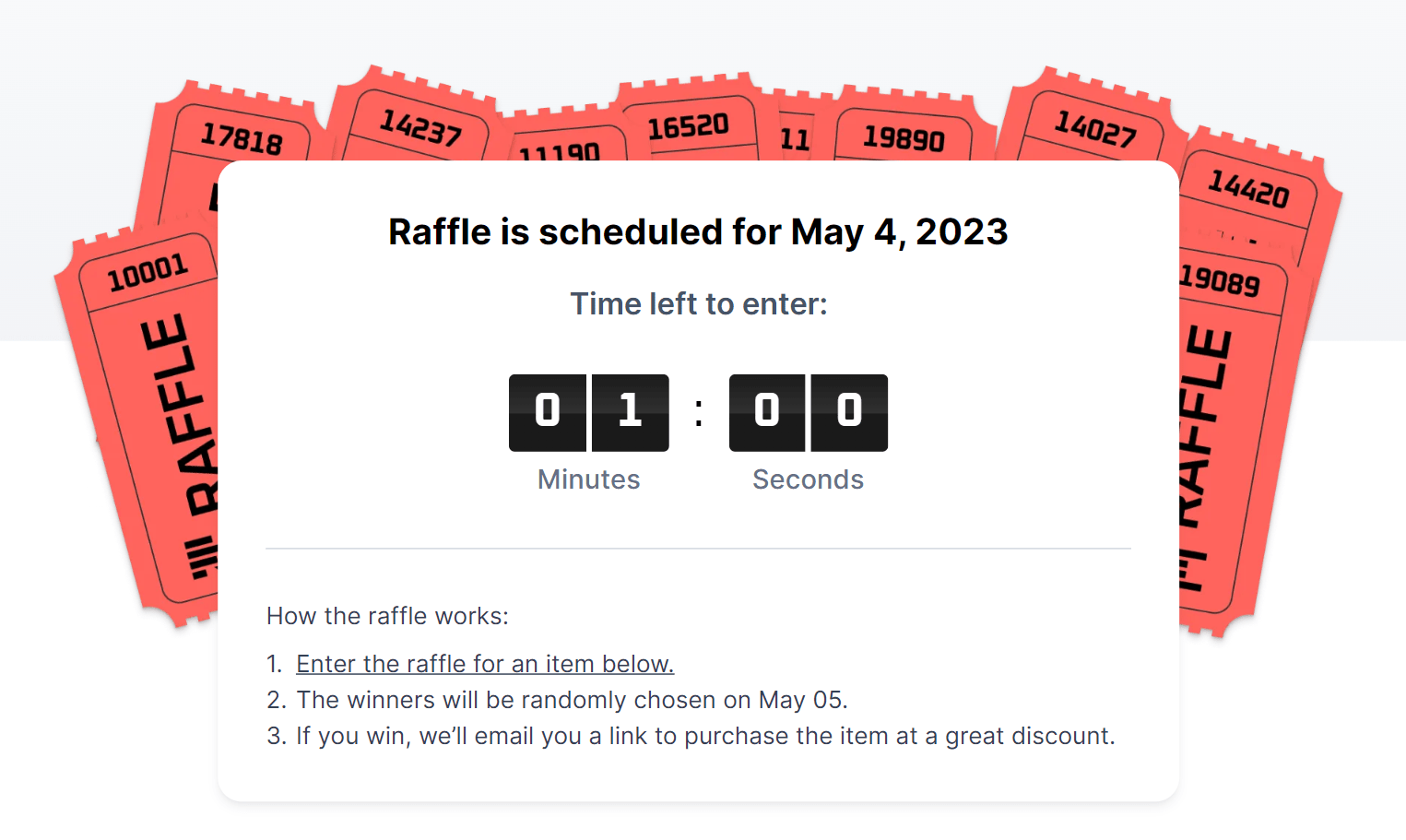 Resell Calendar Raffle For Retail May Closed