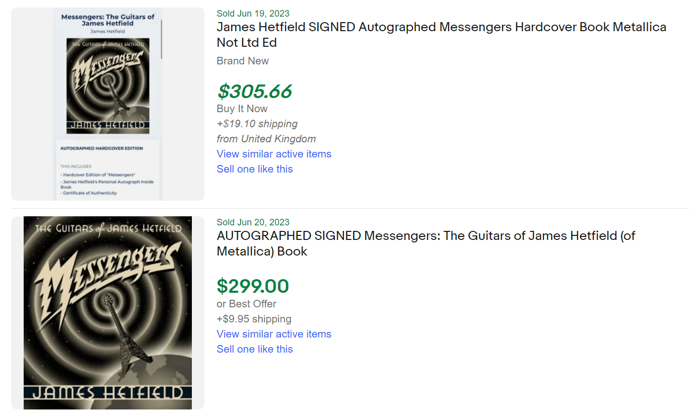 James Hetfield Signed Book For Sale eBay