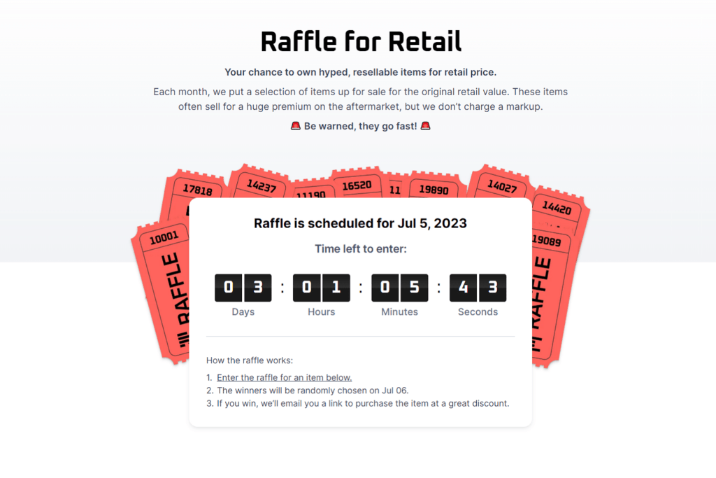 Ben Johns RC Raffle for Retail Card