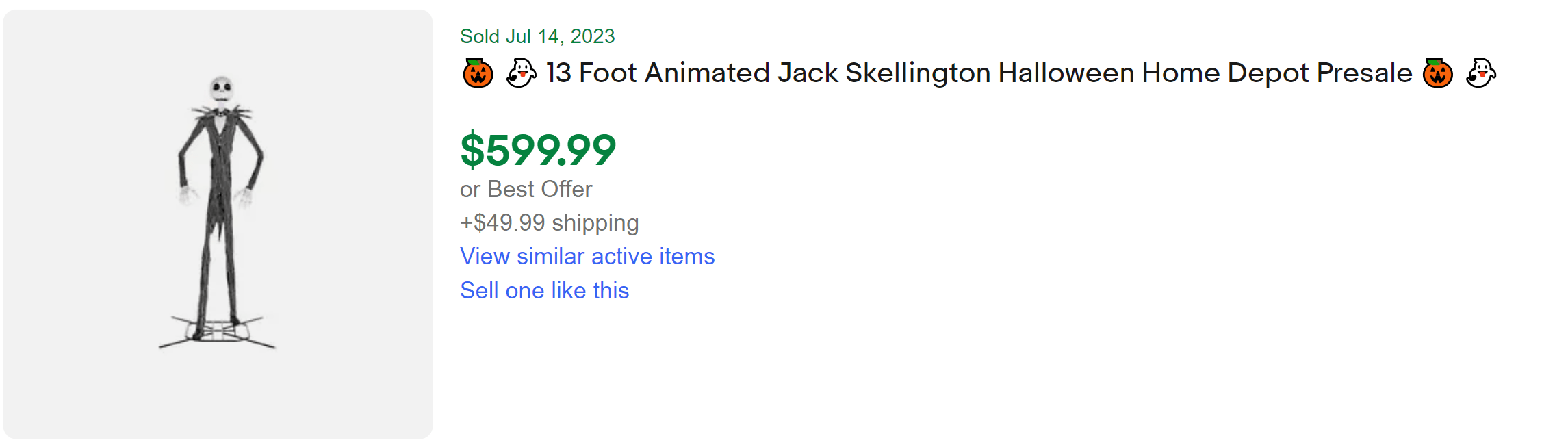Home Depot 13 Jack Skellington For Sale