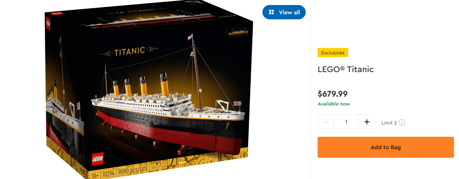 LEGO Titanic 10294 Sold Out