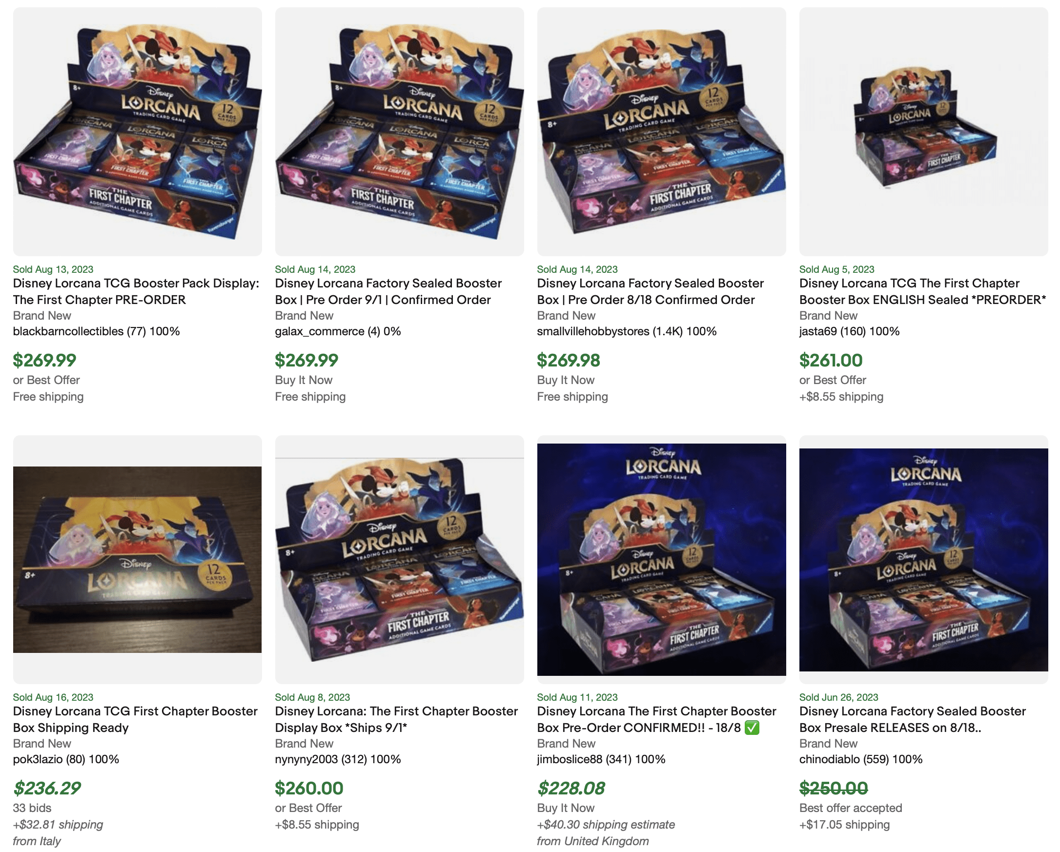 Lorcana booster box eBay sales