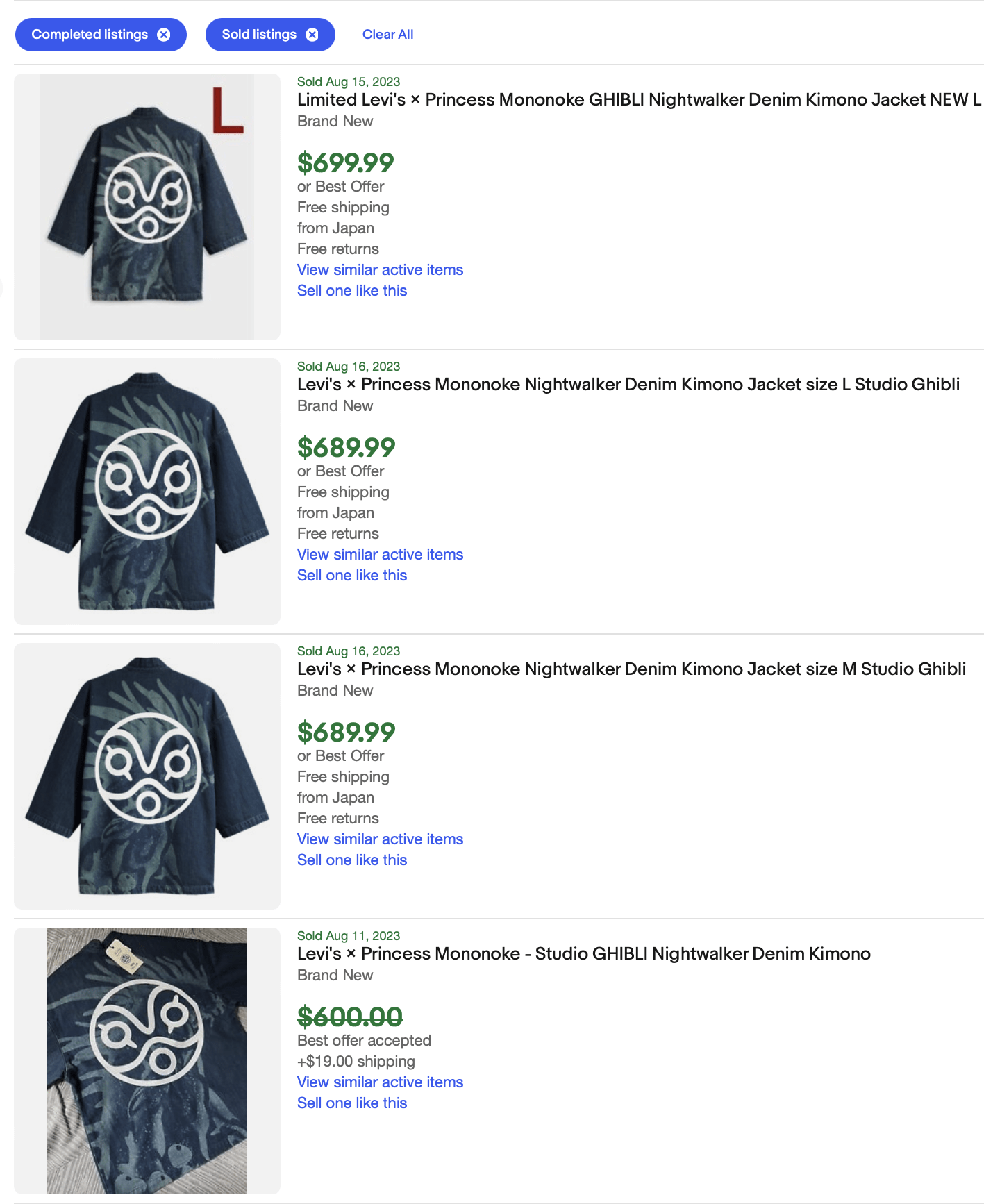 levis mononoke kimono resell