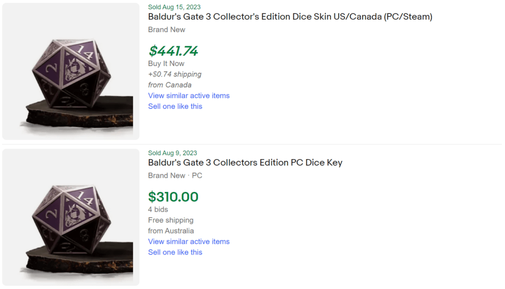 Baldur's Gate 3 Collector's Dice are Reselling Too - Resell Calendar