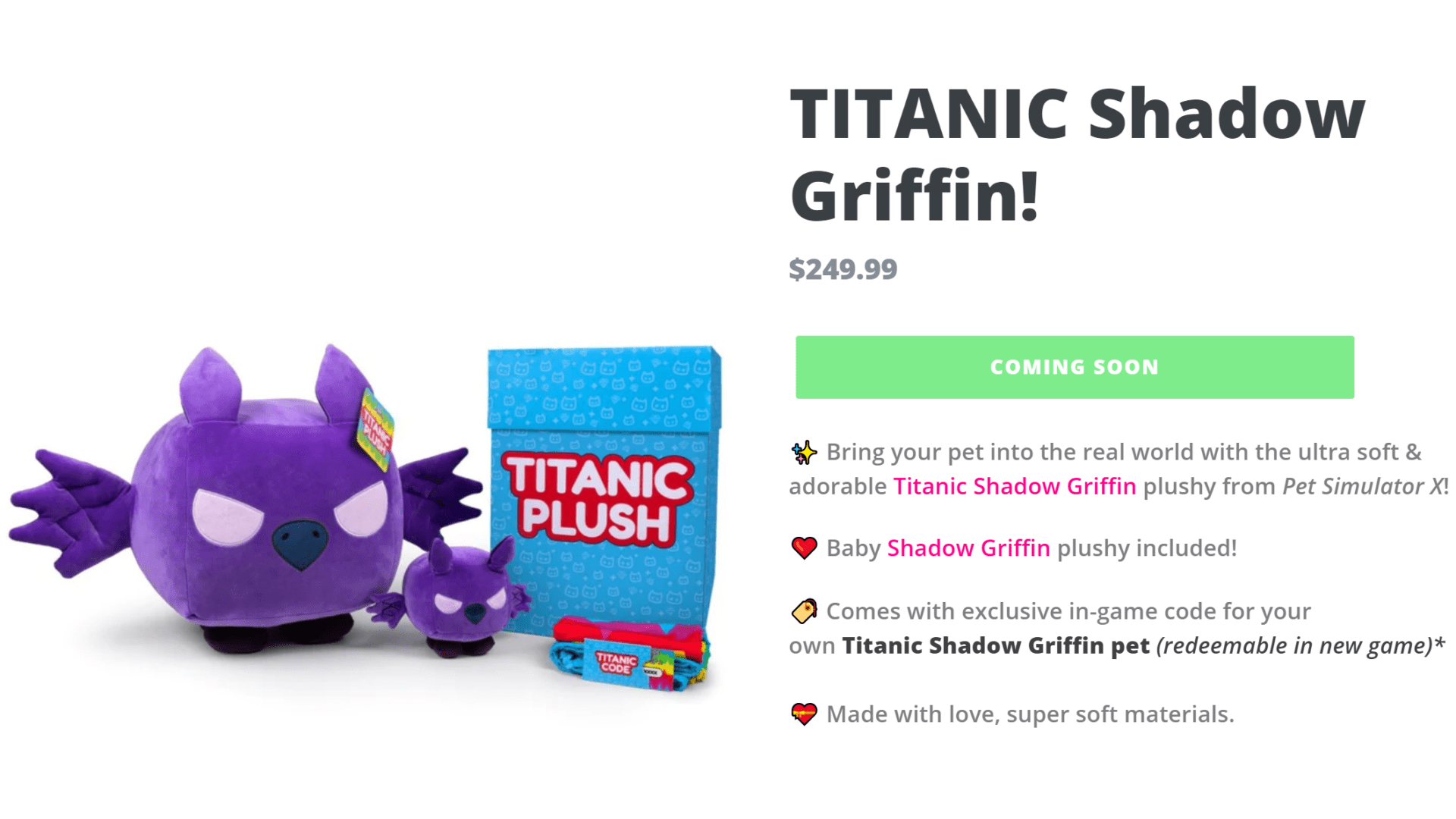 New Titanic Pet Simulator X Plushes Drop Tomorrow - Resell Calendar