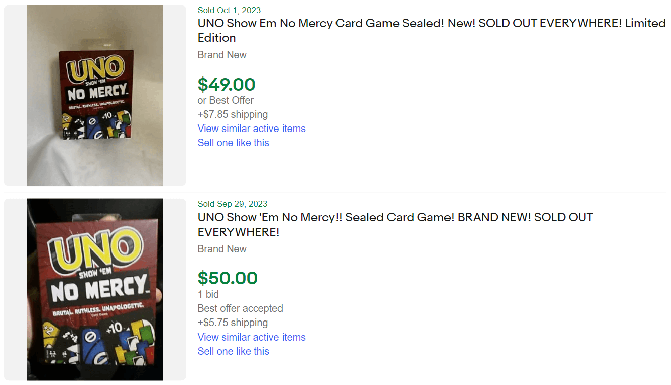 Mattel UNO Show em No Mercy Card Game for sale online