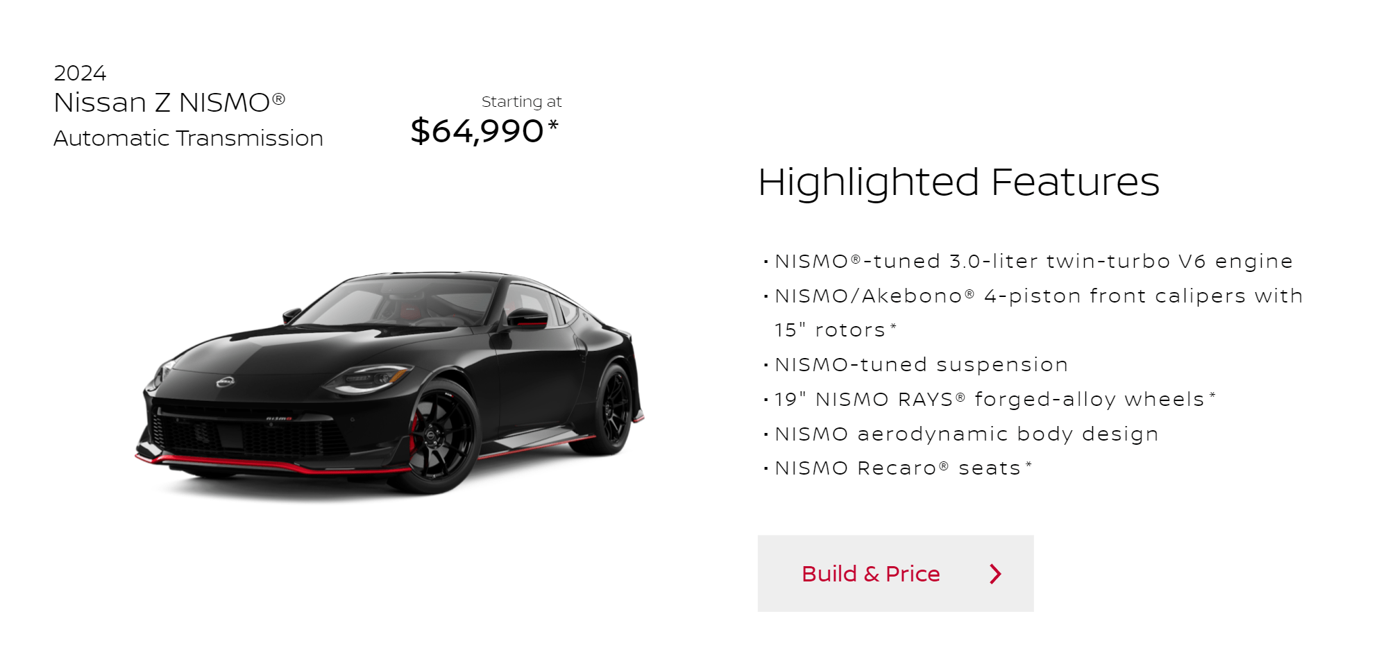 2024 Nissan Z Nismo Specs