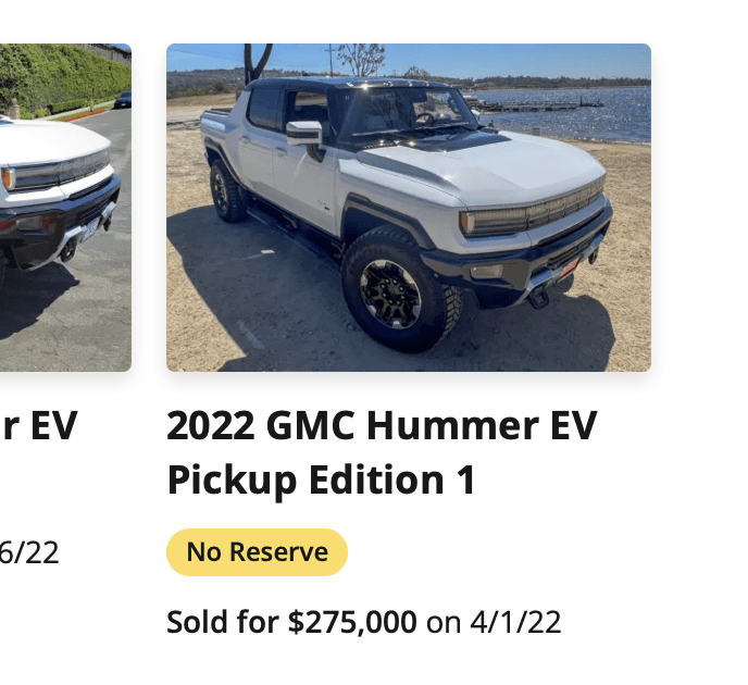 Hummer EV Resells for $275k