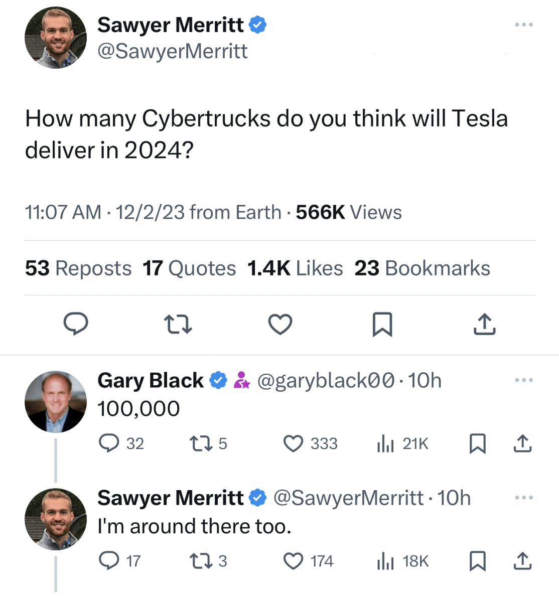 Sawyer Merritt Cybertruck production prediction