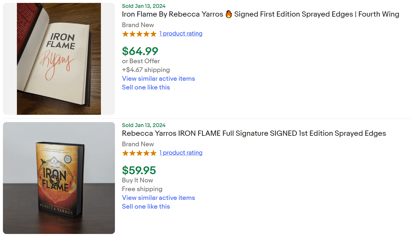 Signed Iron Flame Book For Sale