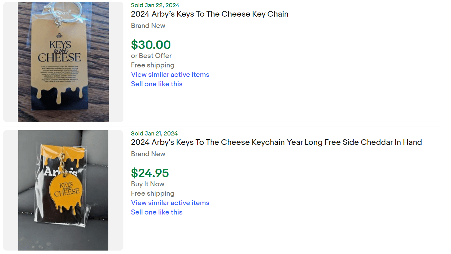 Arbys Keys to the Cheese For Sale