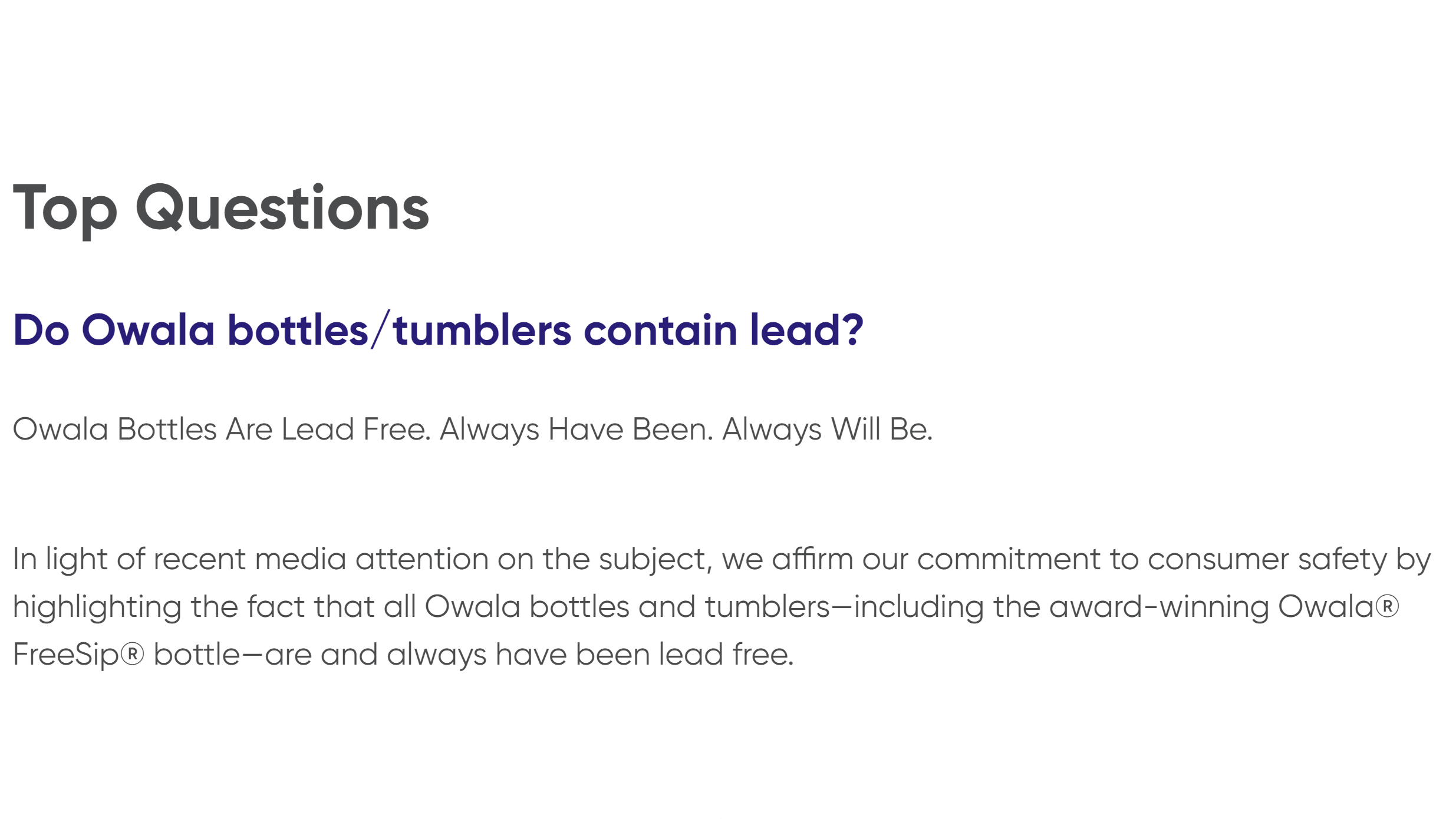 Owala Tumblers Contain Lead