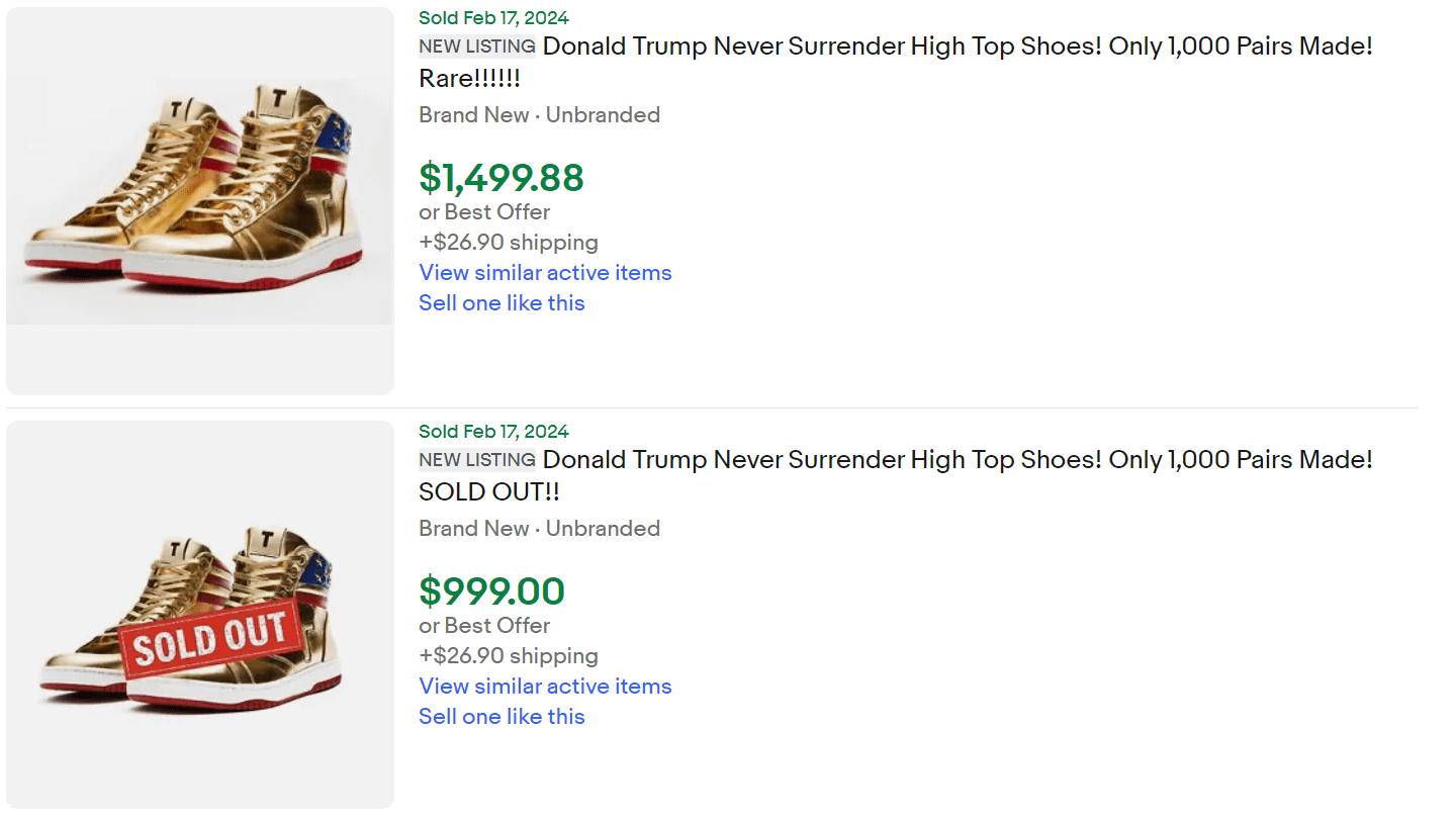 Trump Gold Sneakers for Sale