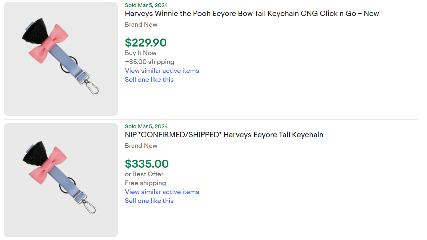 Harveys Eeyore Tail Keychain For Sale