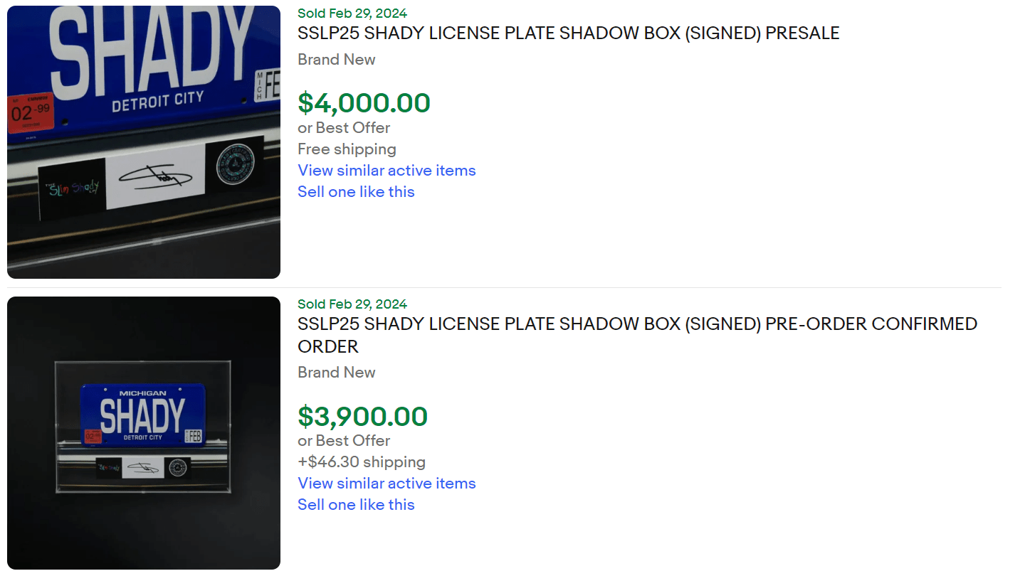 Eminem Signed License Plate for Sale