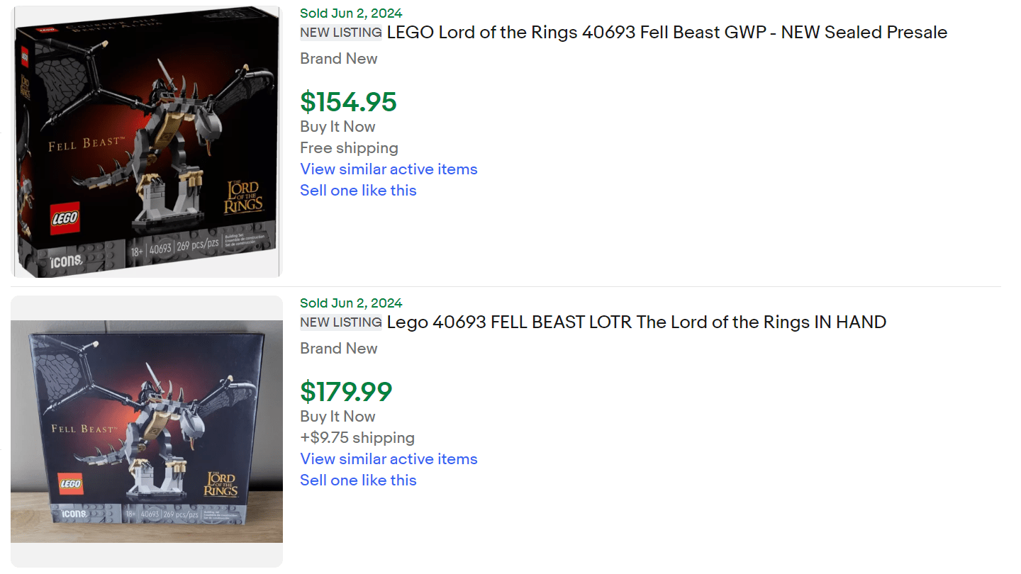 Lego Barad dur Fell Beast for Sale