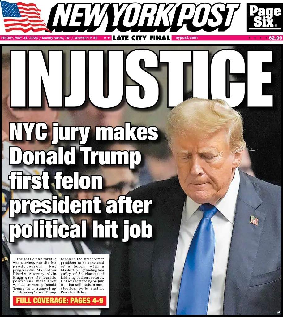 New York Post Trump Guilty Newspaper