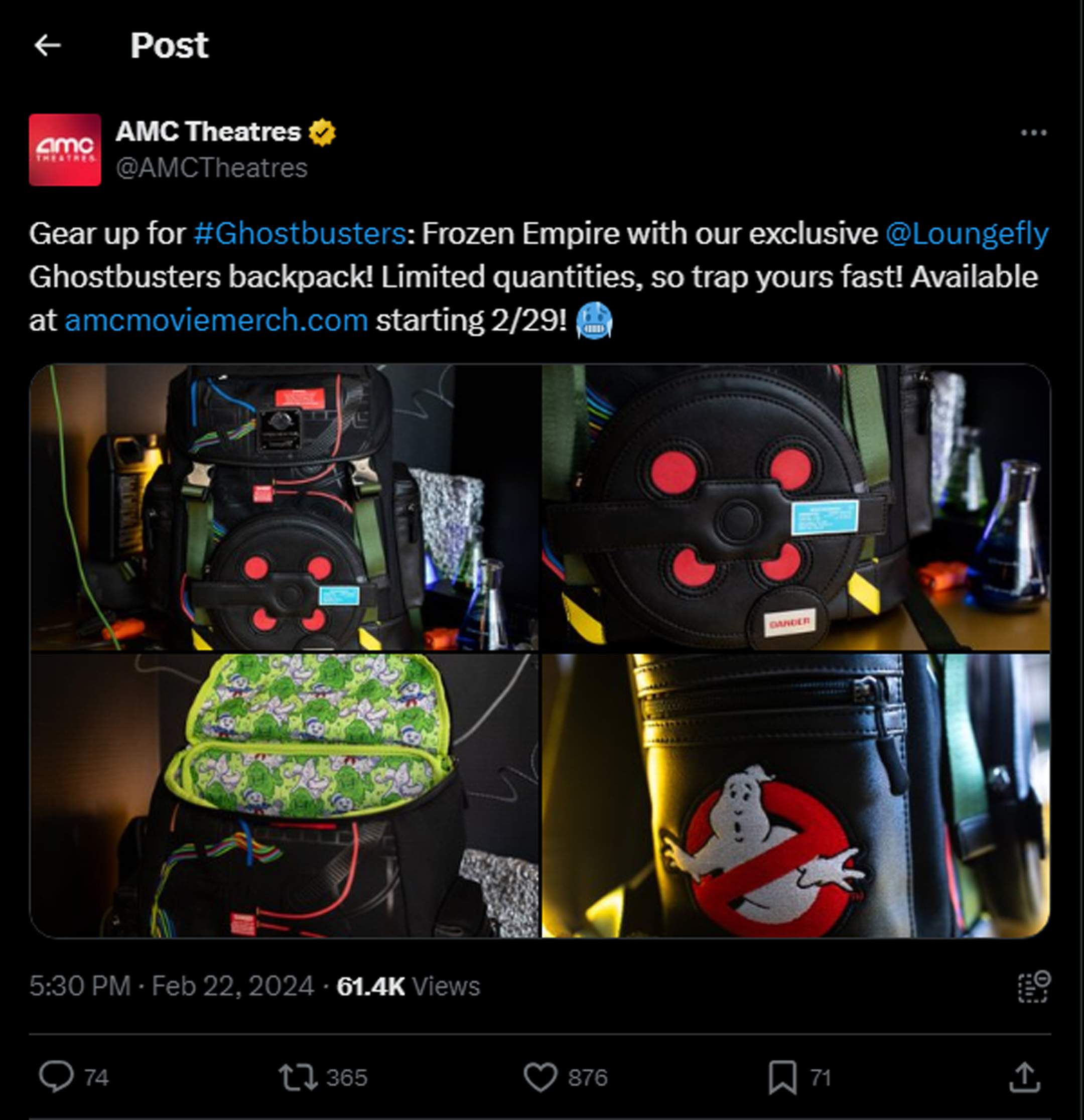 Ghostbusters X Loungefly AMC Proton Pack Backpack - Announcement