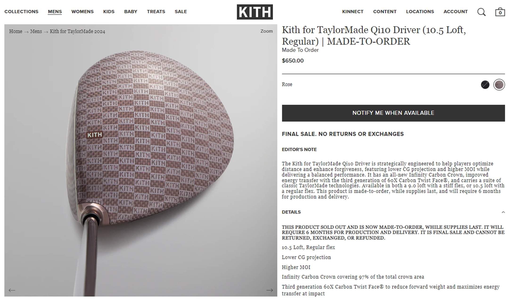 Kith for TaylorMade Qi10 Driver - Sold Out