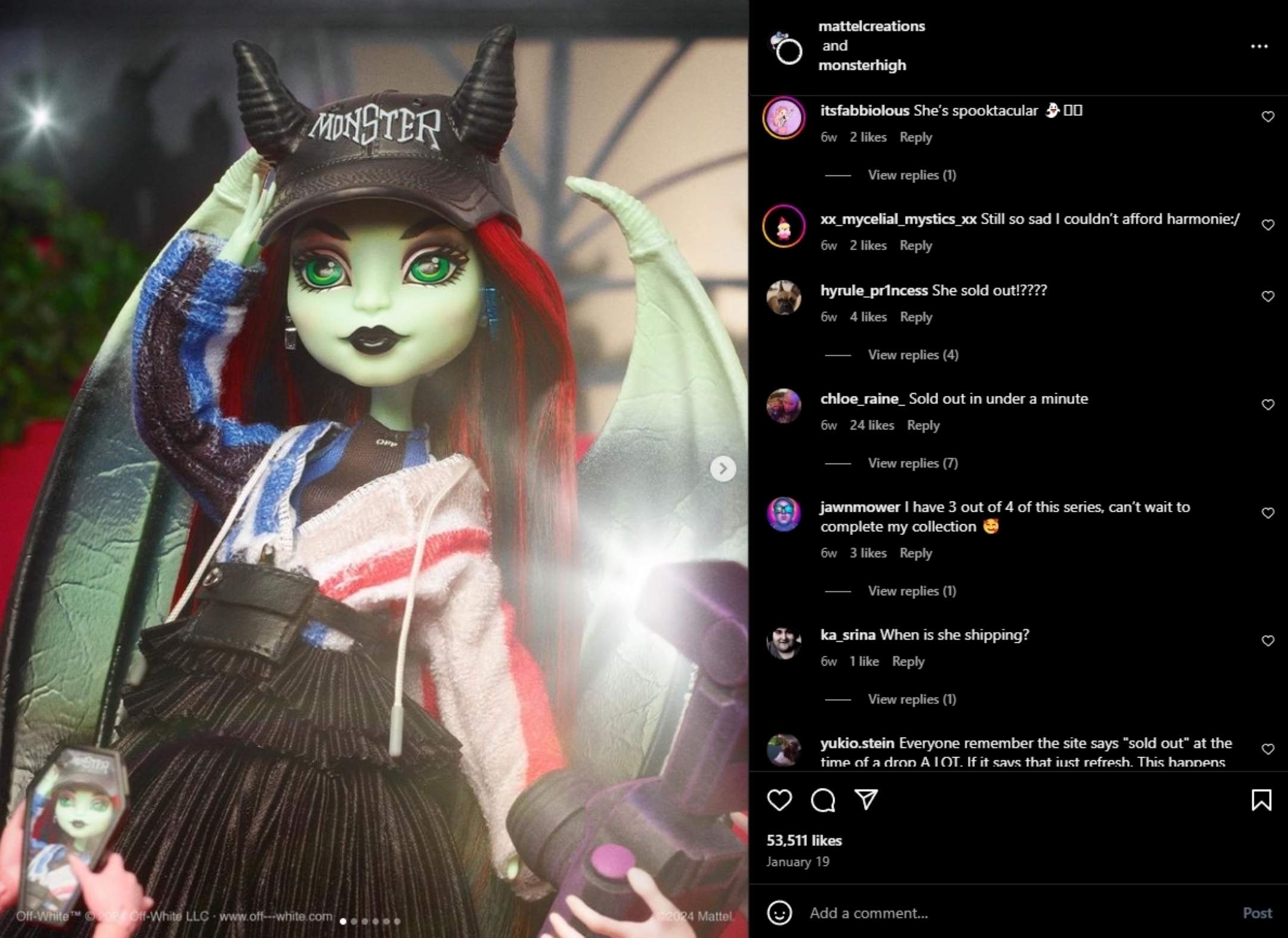 Off-White™ c/o Monster High Raven Rhapsody Doll - Announcement