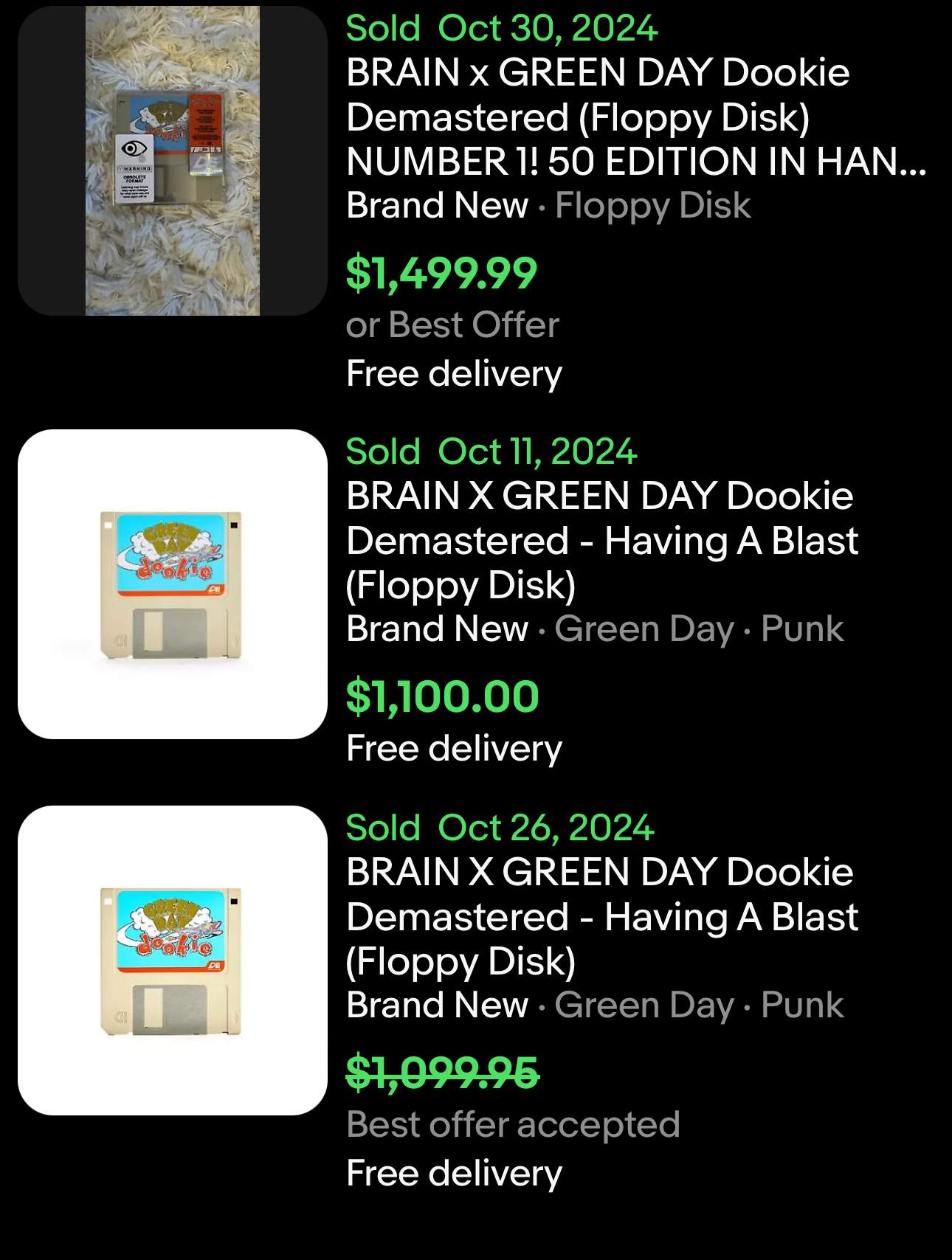 Green Day X Brain Floppy Disk Dookie Demastered - eBay