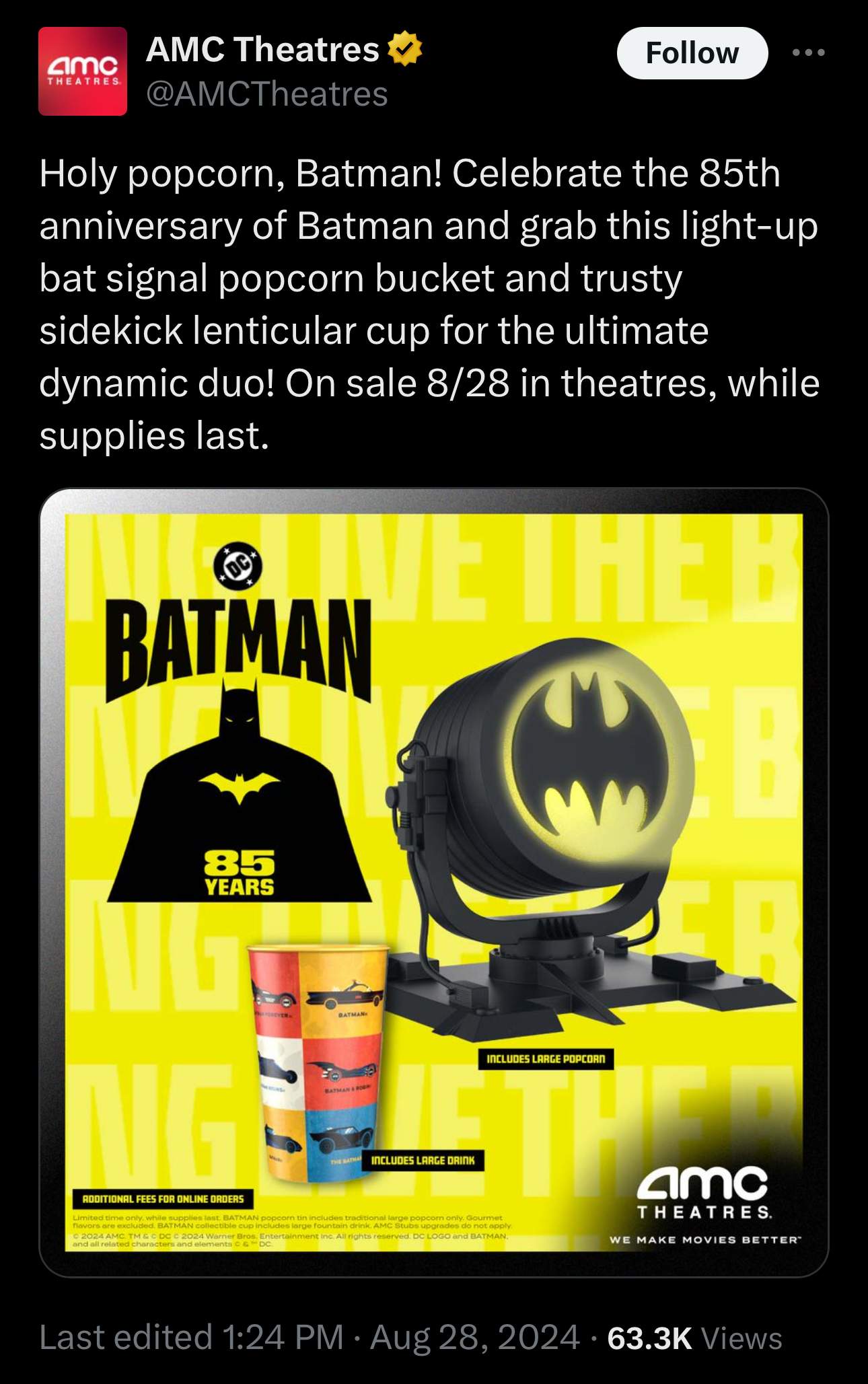 Batman Bat Signal Popcorn Bucket AMC - Announcement