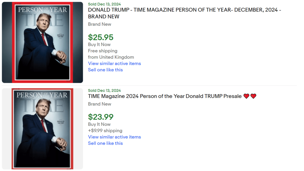 Donald Trump Time Person of the Year Mags Are Reselling Resell Calendar