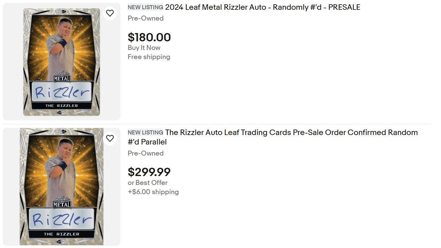 Rizzler Signed Card for Sale Leaf