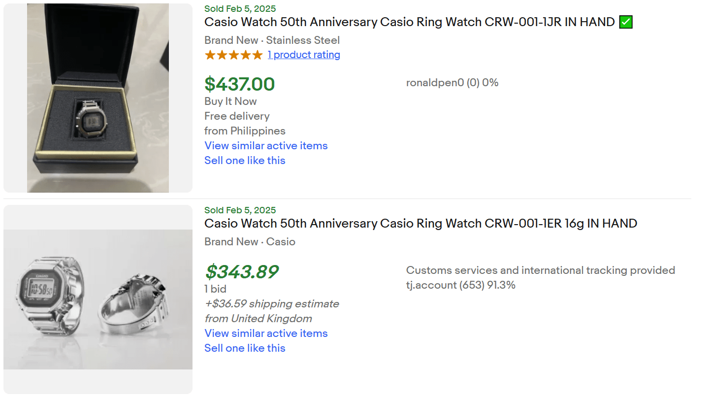 50th casio Ring Watch for Sale