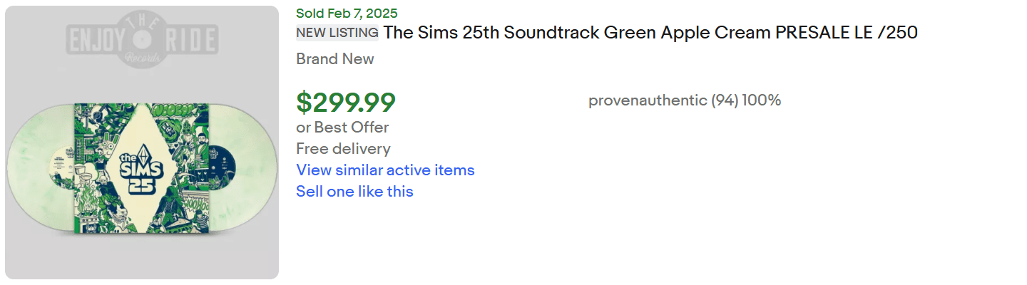 Sims Vinyl for Sale Apple Cream