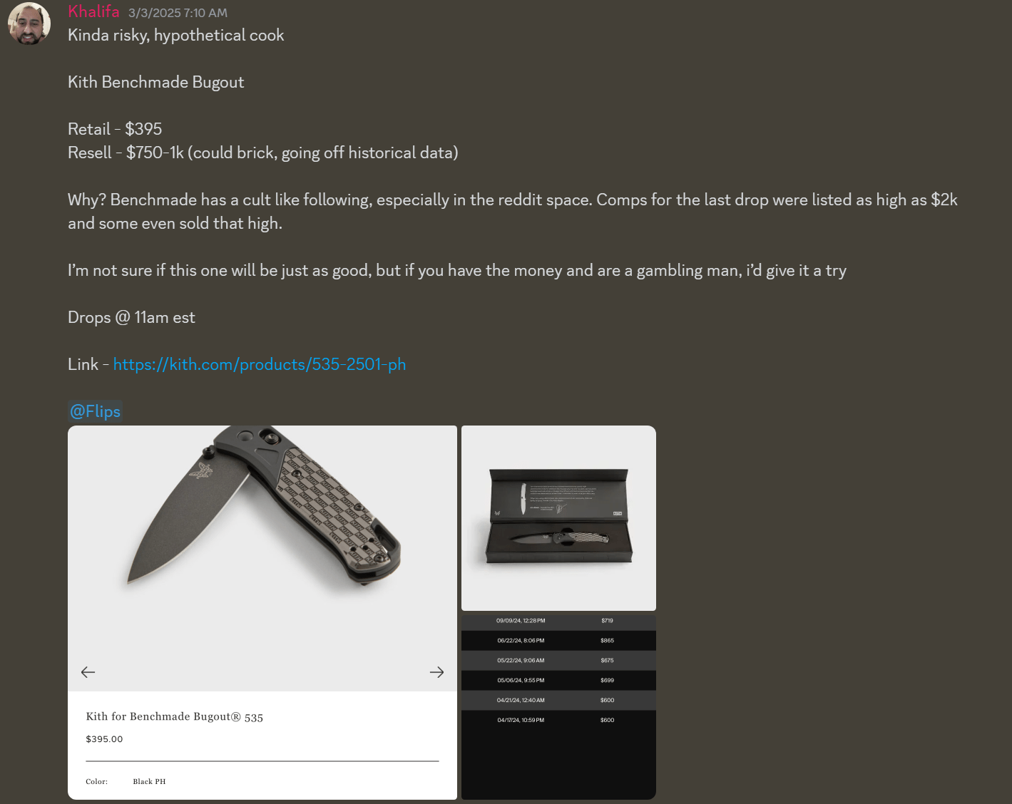 Benchmade Kith Bugout Knife Resell Calendar