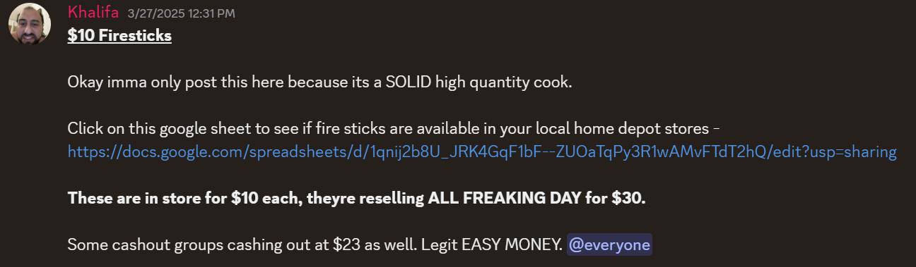 Amazon Fire Stick Resell Cook Group