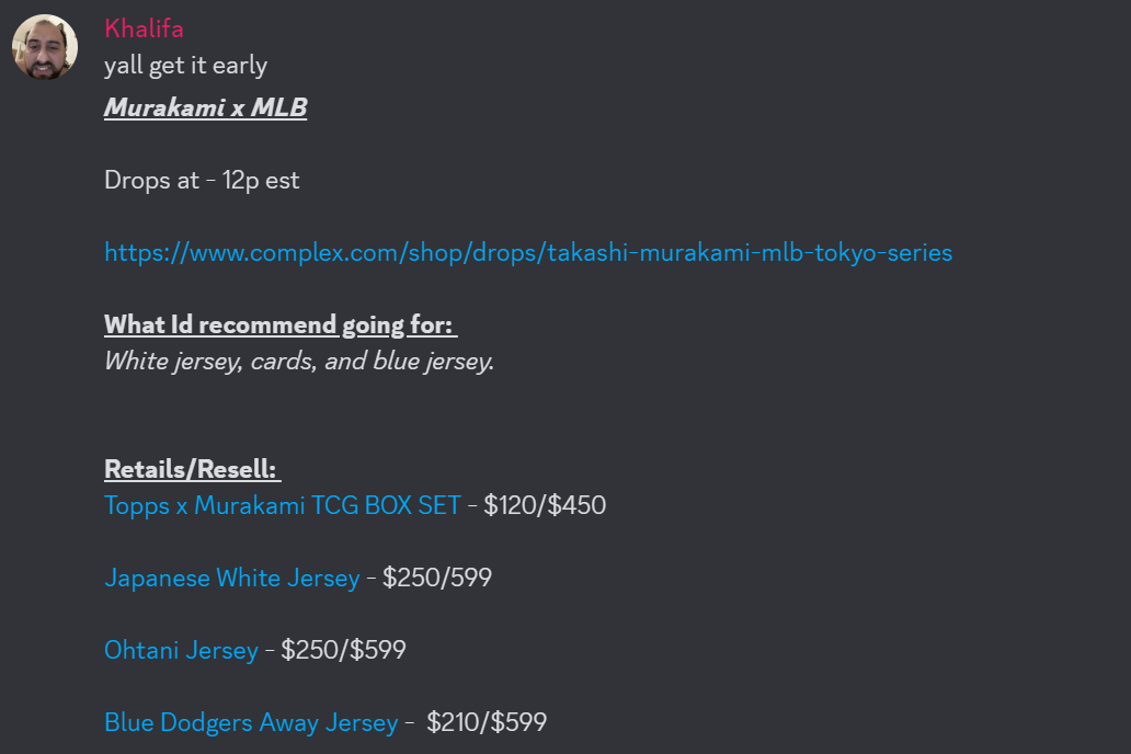 Murakami MLB Resell Calendar Discord