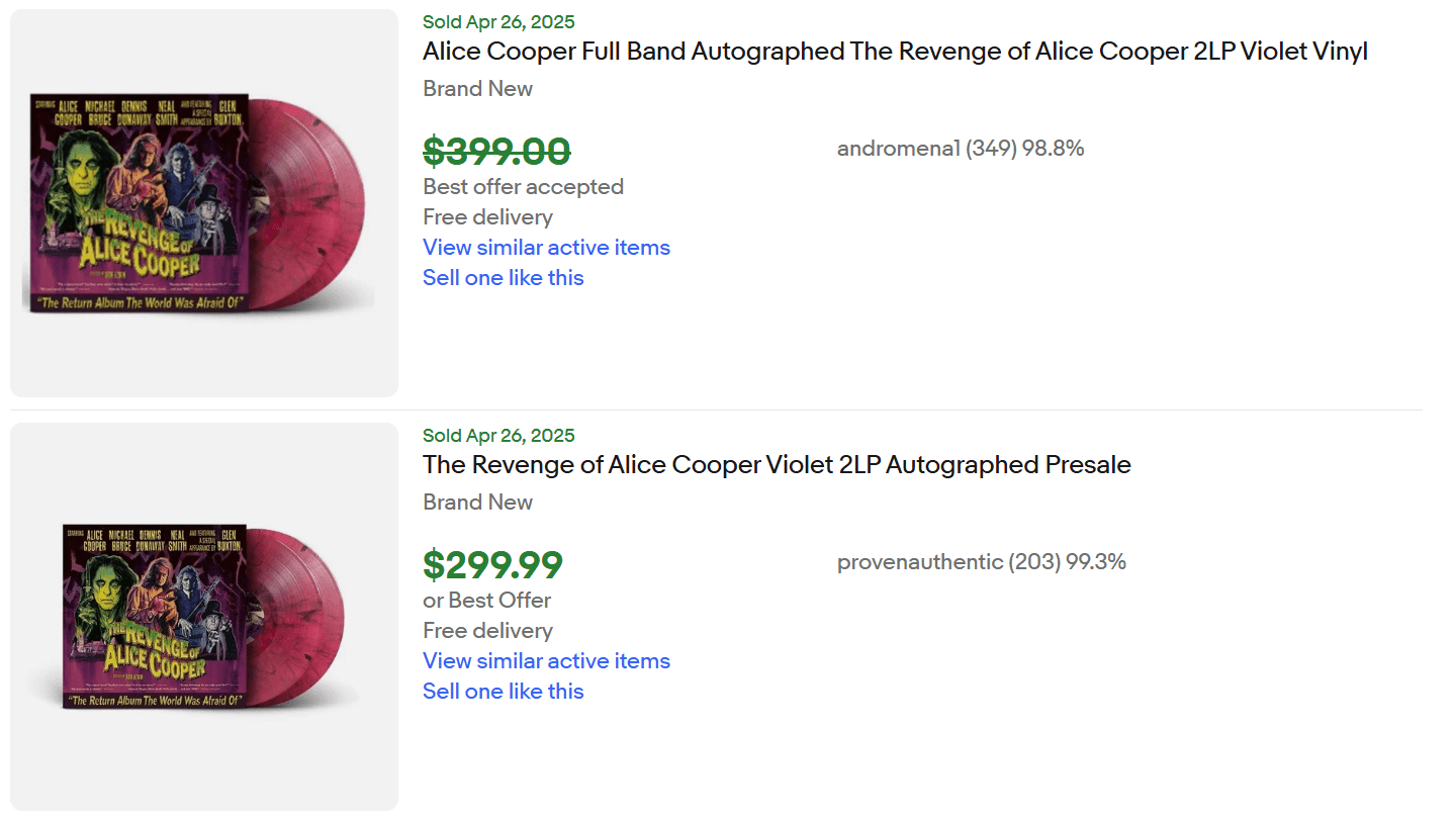 Alice Cooper Signed Vinyl for Sale