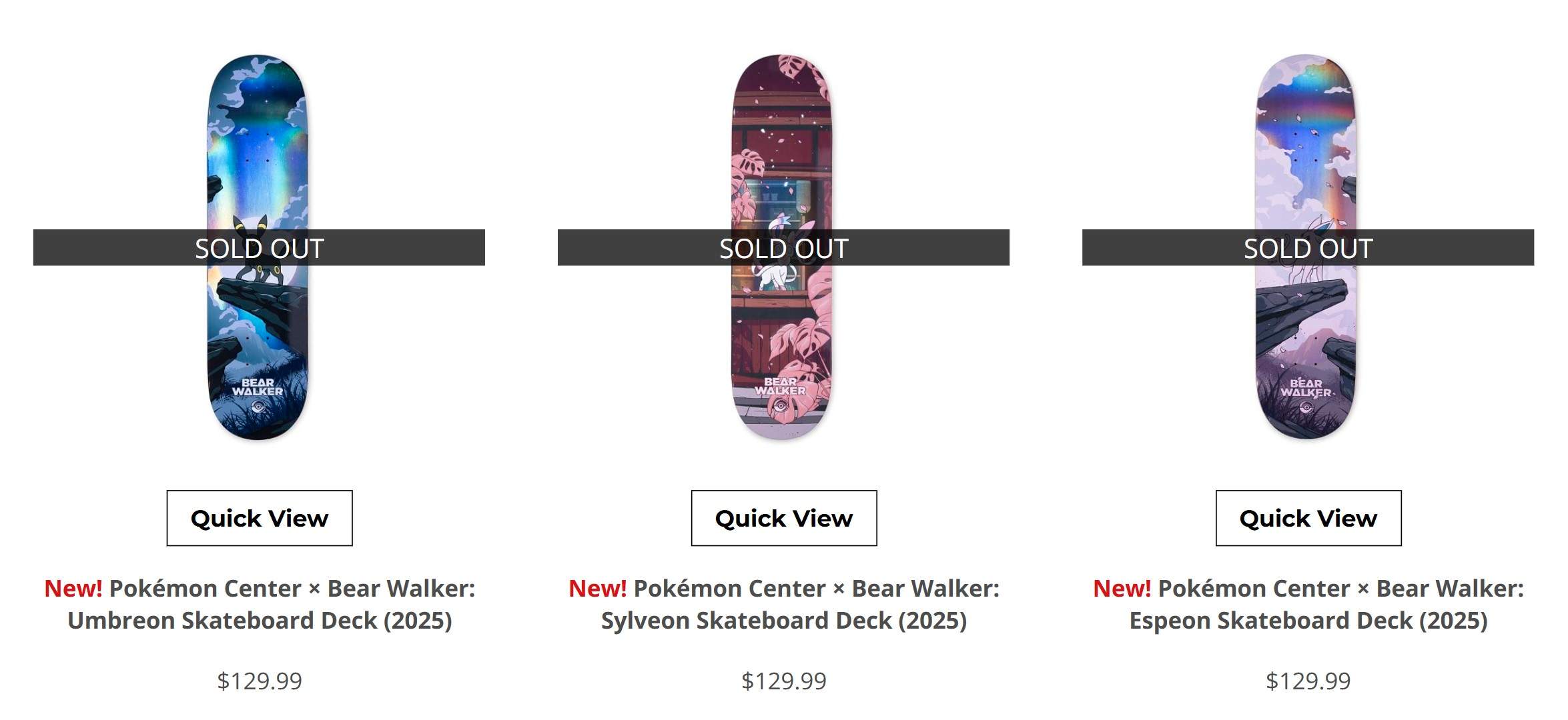 2025 Bear Walker Eevee Pokemon Skateboard