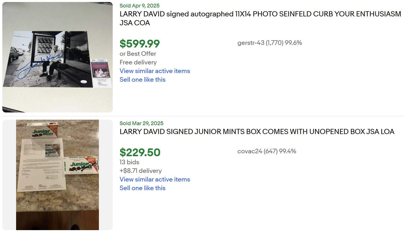 Signed Larry David Autograph for Sale
