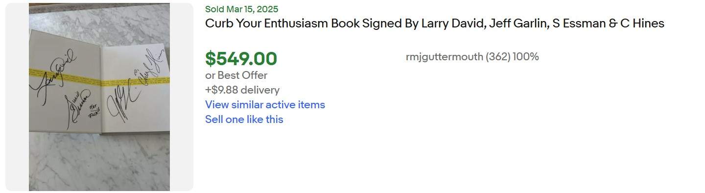 Larry David Signed Book for Sale