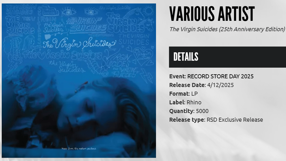 RSD 2025 Virgin Suicides Soundtrack Vinyl