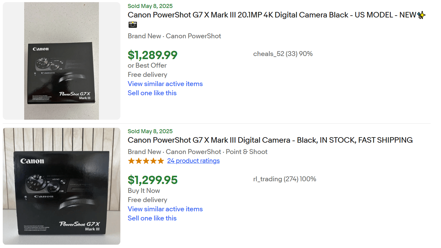 Canon G7X Mark III for Sale