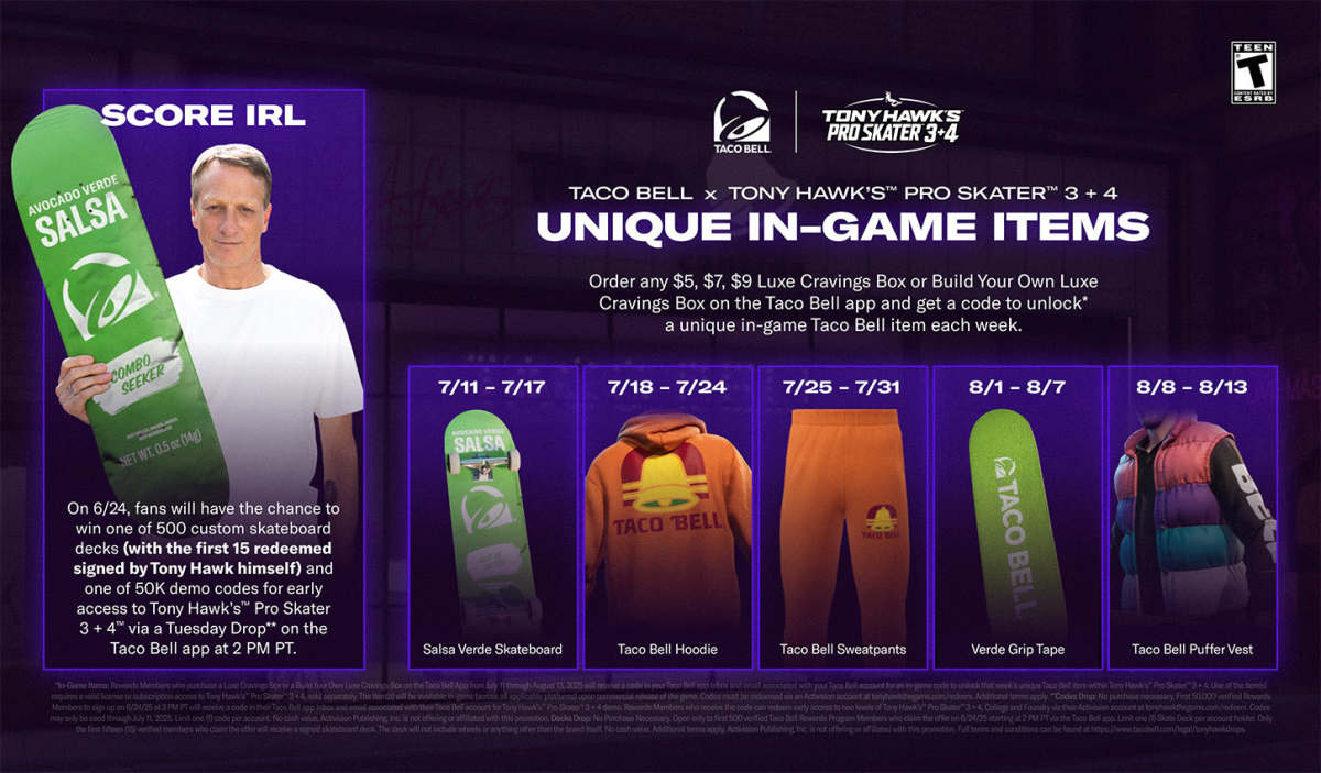 Tony Hawk Taco Bell Skateboard Deck